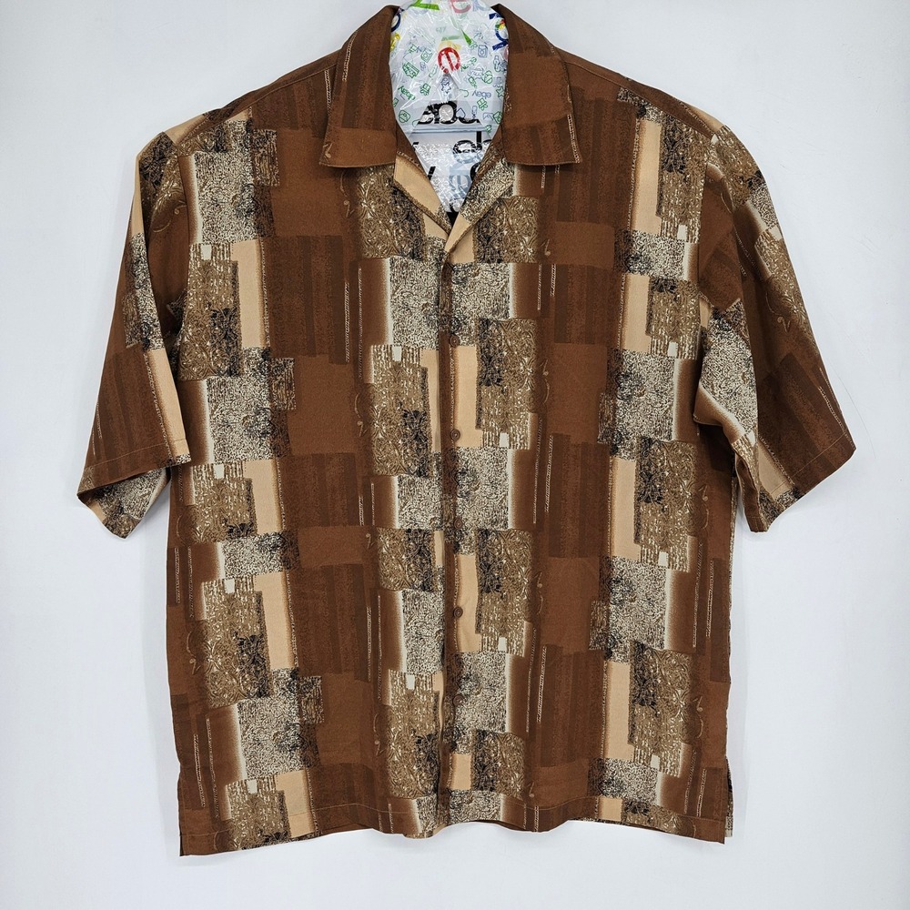 Vintage Mench Platinum Shirt Mens 4XLT Button Short Sleeve Geometric Abstract